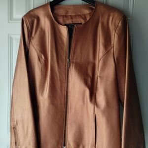 Terry Lewis Classic Luxuries Genuine Leather Jacket Copper Brown Women’s L